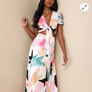 Daydreaming White Print Two-Piece Maxi Dress